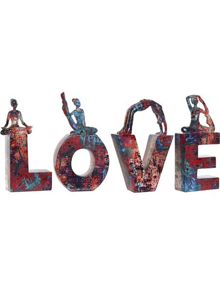 statue love yoga déco résine multicolore style moderne