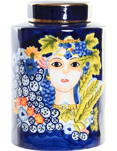 vase porcelaine multicolore décor visage artistique chic