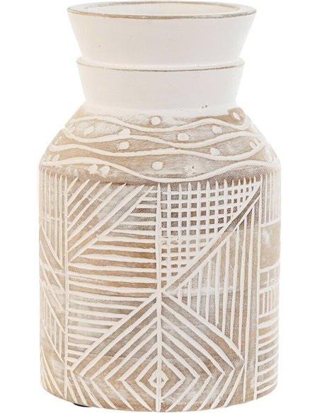vase blanc naturel en bois de manguier style colonial élégant