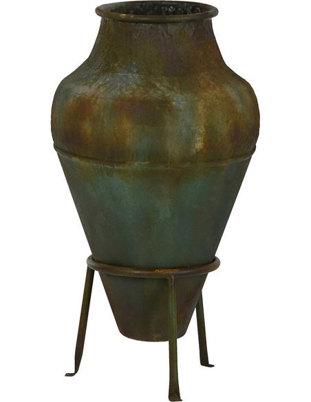 amphore décorative métal vert mousse style antique unique