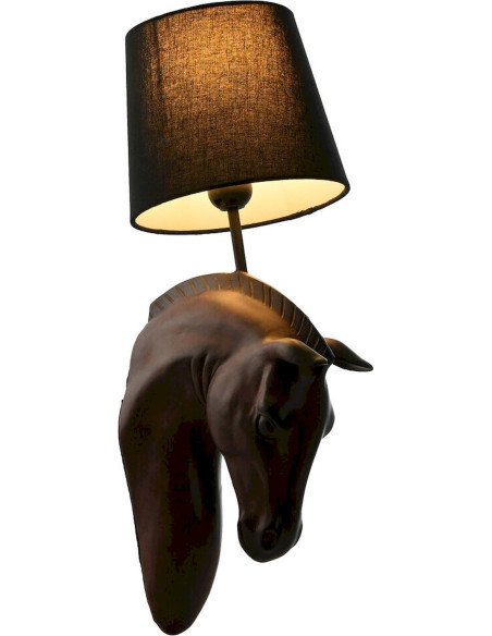 applique murale cheval résine marron foncé décor colonial