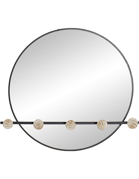 miroir mural rond style industriel avec patères décoratives