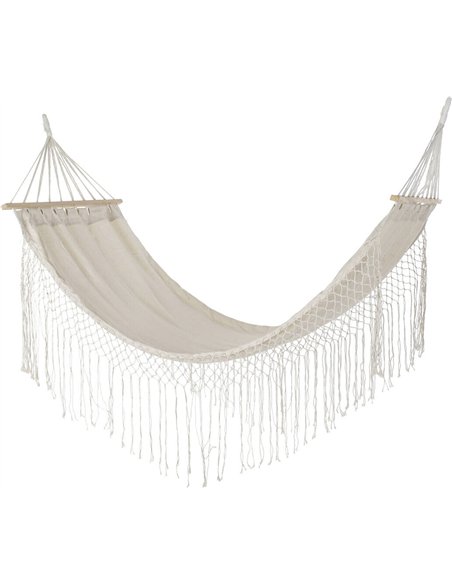 hamac coton beige élégant pour terrasse et jardin relax