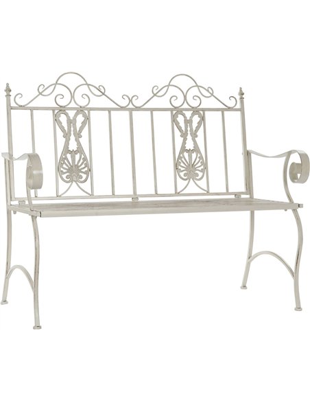 banc terrasse métal blanc ambiance romantique Terraza Y Jardin