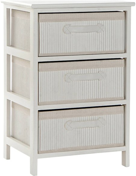 commode blanche design en bambou et paulownia