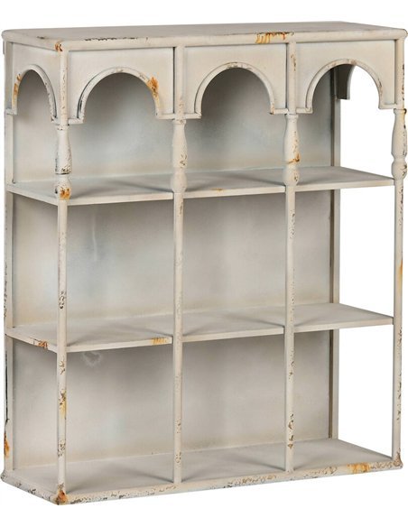 Étagère déco murale métal blanc effet vieilli inspiration classique