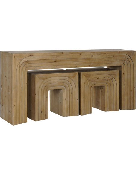 table console arches style contemporain bois naturel salon