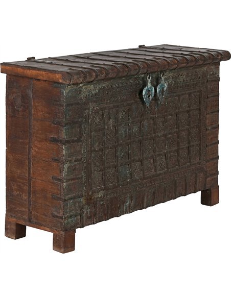 coffre de rangement en teck marron