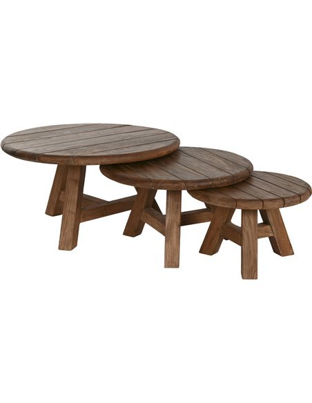 ensemble tables basse design teck