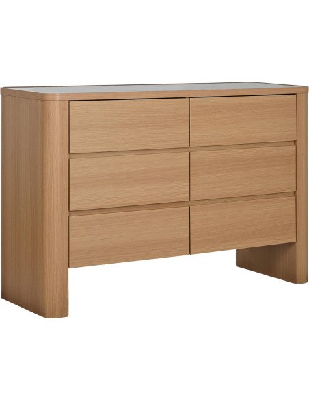 commode chic en bois naturel et marbre