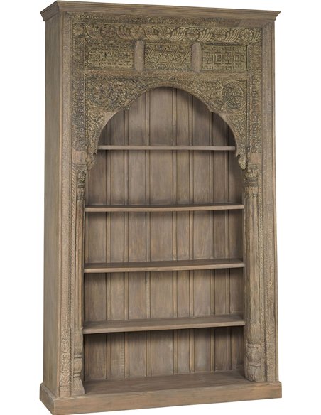 bibliothèque en teck sculpté style antique