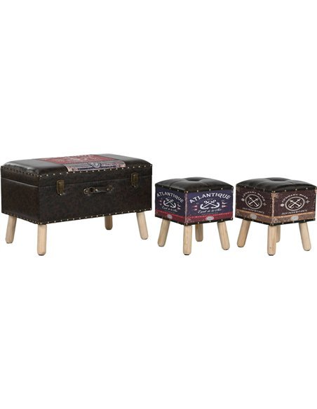 Coffre vintage en bois multicolore chic