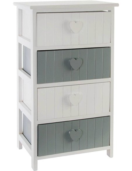 commode blanche et grise tiroirs cœurs déco chambre élégante