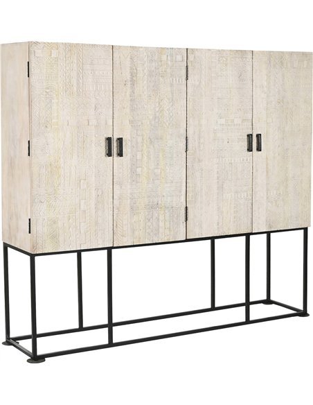 meuble de rangement blanc sculpté style indio colonial