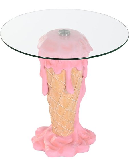 table d’appoint glace rose design moderne résine verre