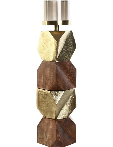 photophore doré en aluminium et bois design moderne élégant