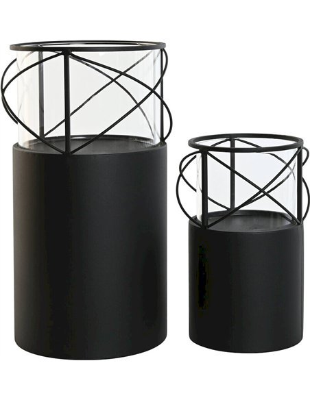 photophore design loft noir en métal et verre élégant