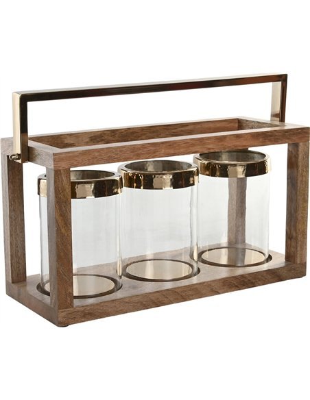 photophore moderne bois et acier pour salon élégant