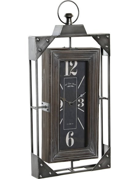 horloge murale design industriel bois et fer gris tendance