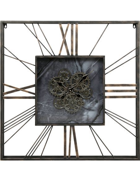 horloge murale loft design métal verre dorée noire élégante