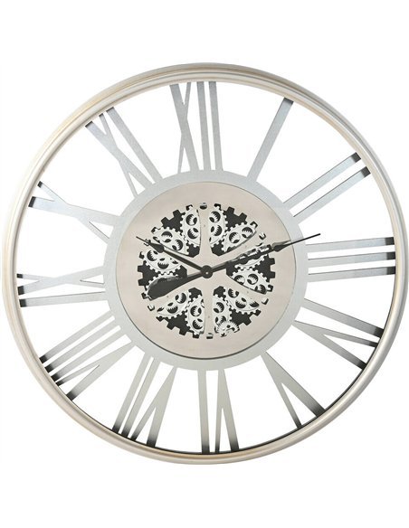 horloge murale design industriel argentée style loft