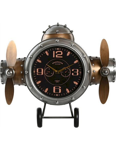 horloge murale design avion métal argent doré vintage