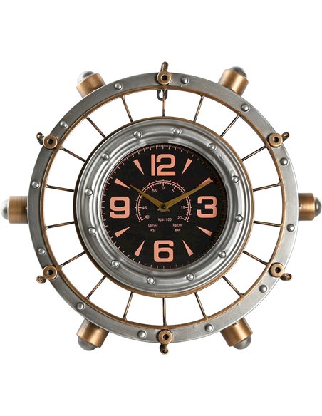 horloge murale vintage style avion argent doré design industriel