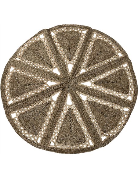 tapis rond naturel en jonc de mer et coton tropical