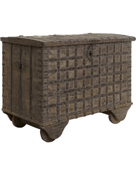 Coffre en teck naturel esprit ancien pour rangement élégant