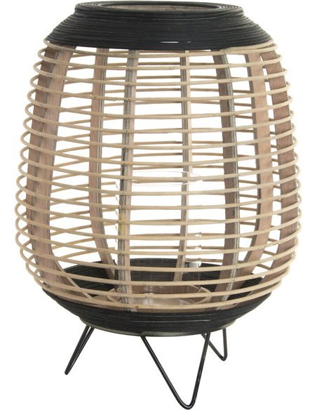 Porte-bougie en bambou et verre style tropical