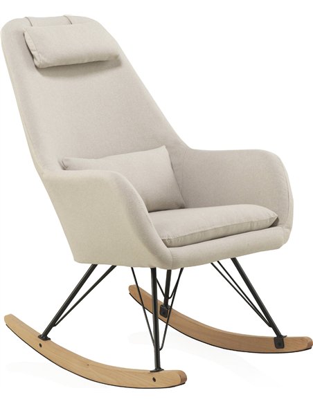 fauteuil à bascule tapissé confort design bois hêtre crudo