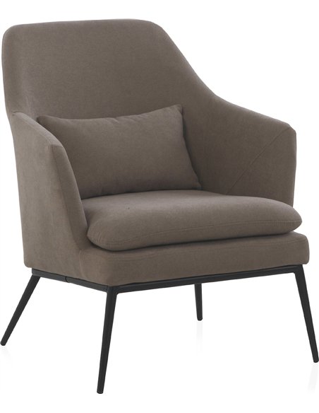 fauteuil tapissé marron élégant avec coussin pour salon