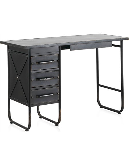 bureau métal noir style industriel avec tiroirs pratiques