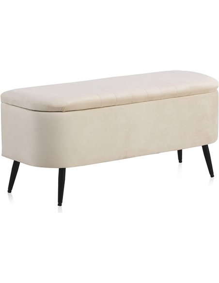 banc tapissé beige élégant pour entrée ou chambre