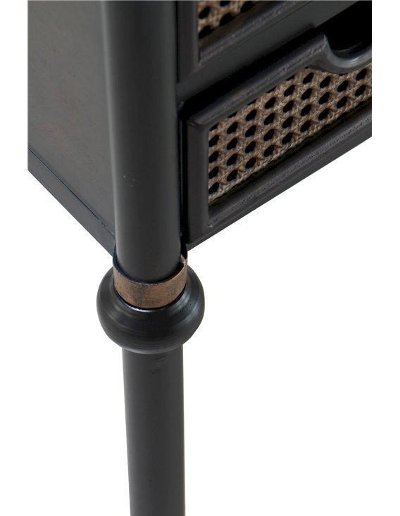 bureau design industriel noir avec tiroirs effet rotin cuivre