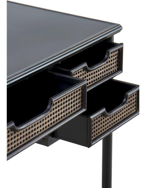 meuble bureau élégant métal noir et détails cuivre