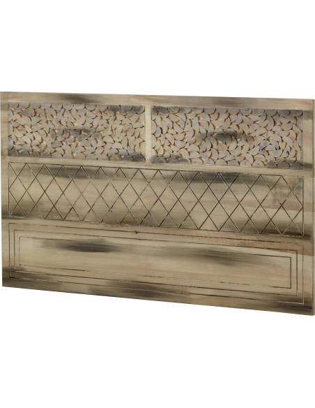 tête de lit bois sculpté ambiance naturelle élégante