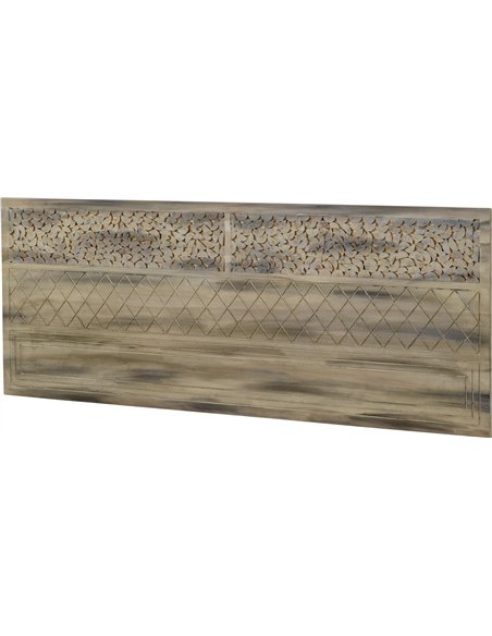 tête de lit bois naturel sculpté style greywash élégant