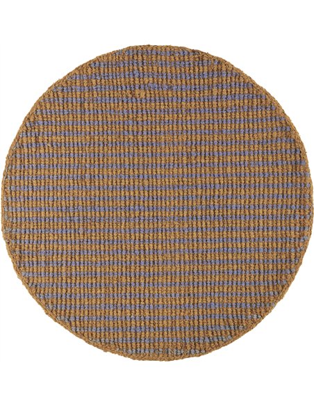 tapis rond artisanal en fibre de coco marron naturel