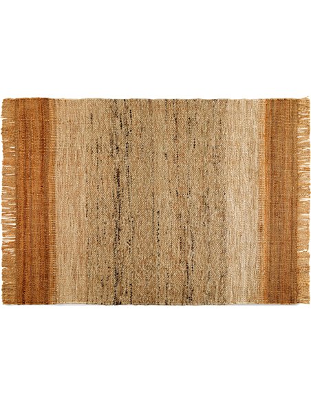 tapis marron en laine et jute style naturel avec franges