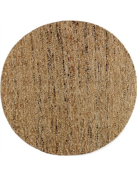 tapis rond en jute et laine marron intérieur cosy