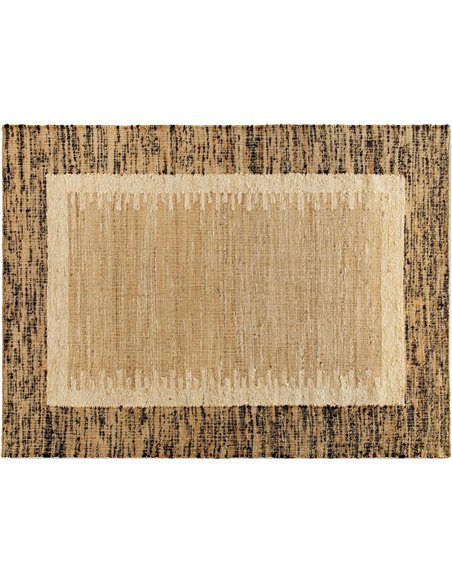 tapis marron beige en laine coton jute design élégant salon