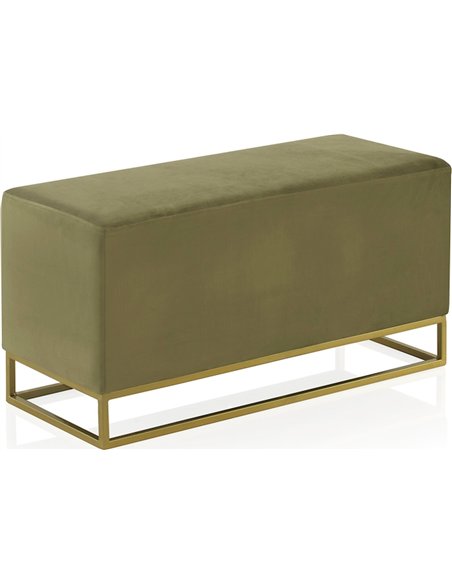banc velours vert base dorée design élégant salon