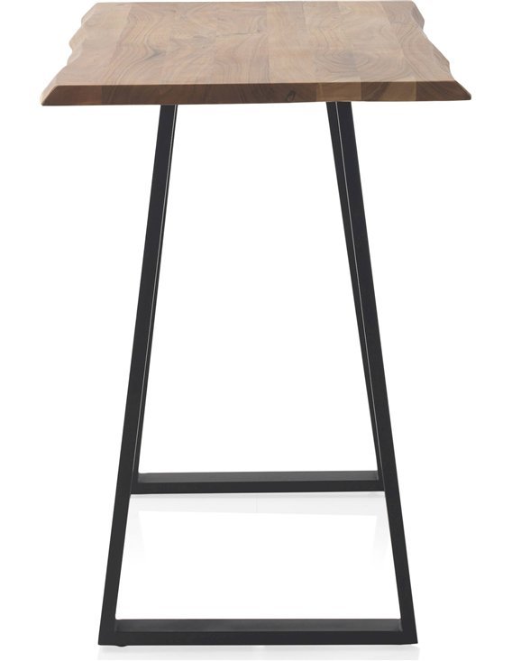 table bar industrielle acacia massif et pieds noirs
