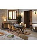 meuble de rangement design doré et noir bois de manguier