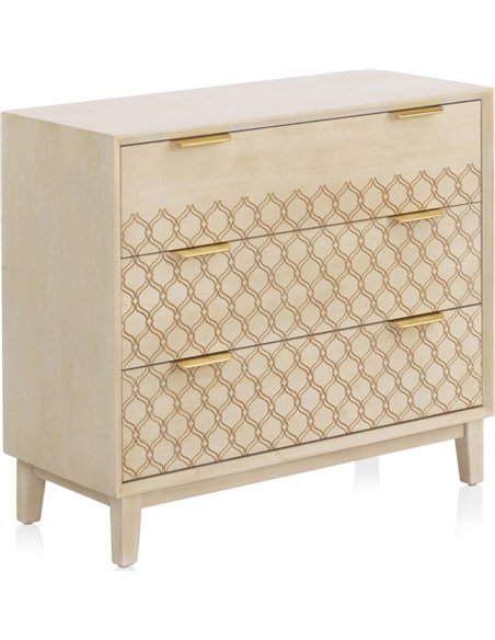 commode chêne clair sculptée tiroirs dorés