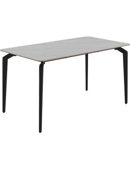 table contemporaine céramique blanche et métal noir