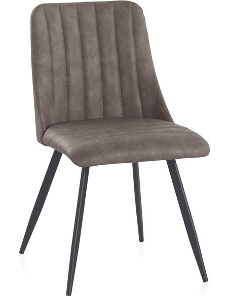 chaise industrielle simili cuir gris topo élégante