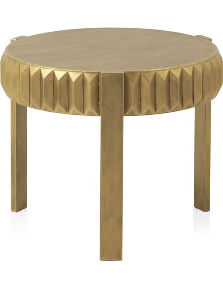 Table d’appoint dorée en métal finition vieilli design élégant