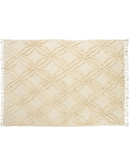 plaid coton beige décoratif lit élégant
